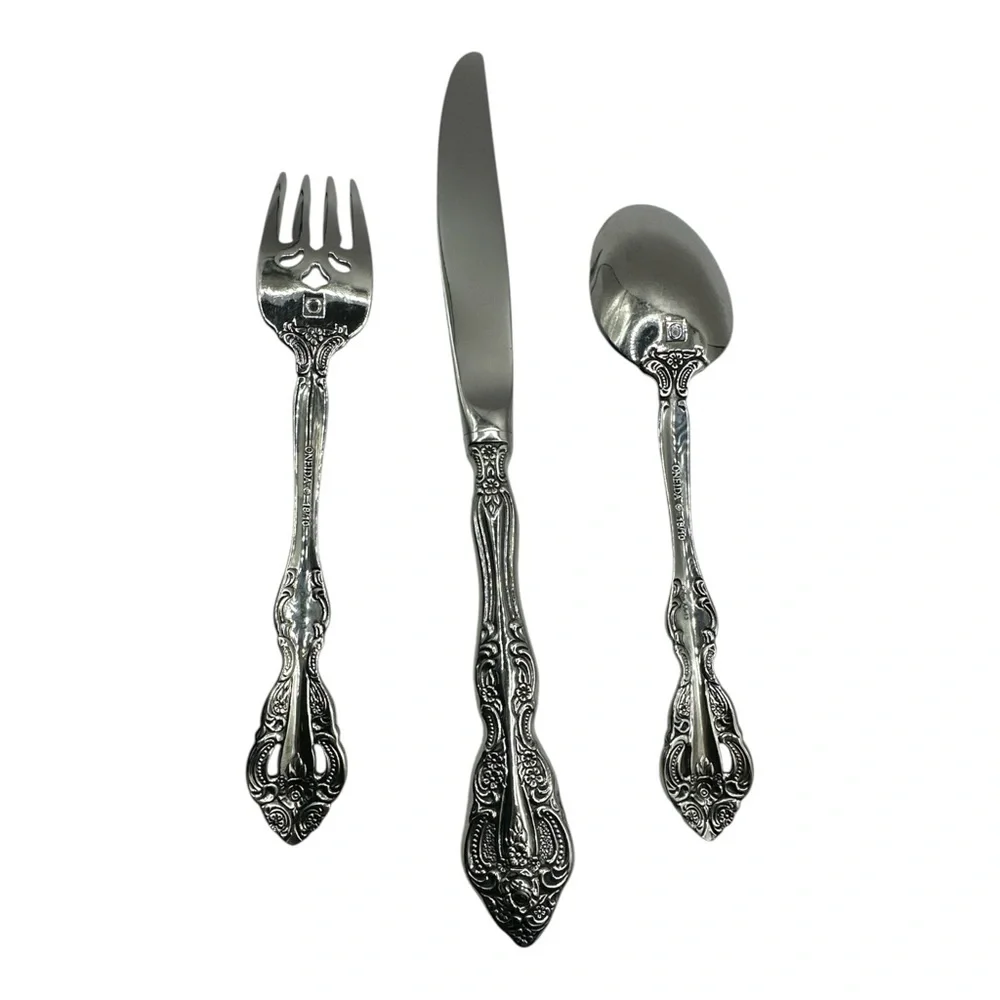 Oneida Michelangelo Stainless Heirloom Cube Silverware Flatware Knife Fork Spoon